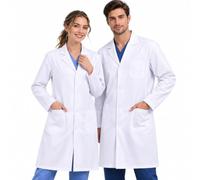 SPBERHK Blouse Blanche Chimie Physique Médicale Scientifique Coton | Manche Longue avec Poche pour Étudiant Homme Femme Lycee Collège Laboratoire Confortable léger résistant Pratique idéal