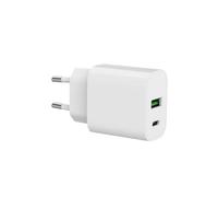 SPC 20W Fast Charger - Chargeur Mural 20W USB-C + USB-A | Power Delivery | Charge Rapide et sûre pour téléphones, tablettes et Accessoires | Compatible iPhone, Samsung, SPC, Xiaomi et Autres - Blanc
