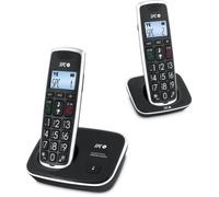 SPC Duo Comfort Kaiser - Téléphone Noir sans Fil avec Grandes Touches et Grands Chiffres, Compatible avec Les appareils auditifs, possédant Un répertoire de 20 Noms et numéros et Mains Libres, 7609N