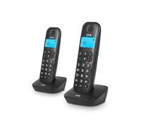 SPC Air Pro Duo - Téléphone Fixe sans Fil Duo avec écran Lumineux, identificateur d’Appel, Mains Libres, Mode Mute, répertoire 20 Contacts, compatibilité Gap et Mode ECO - Noir