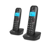 SPC Air Pro Duo - Téléphone Fixe sans Fil Duo avec écran Lumineux, identificateur d’Appel, Mains Libres, Mode Mute, répertoire 20 Contacts, compatibilité Gap et Mode ECO - Noir