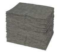 SPC® by Brady Feuilles Absorbantes Universelles - Lot de 100 Feuilles Grises, Épaisses, 2 Couches, Alvéolées et Prédécoupées, 40 cm x 50 cm, Pour Huiles, Eau, Solvants et Liquides de Refroidissement