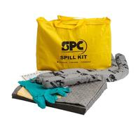 SPC® by Brady Kit Anti-Pollution Universel - Kit Absorbant pour Huiles, Eau, Solvants et Liquides de Refroidissement, Inclus 10 Feuilles Absorbantes, 2 Boudins, Gants et Sac de Déchet - Spill Kit