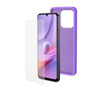 SPC Discovery 3 / 3SE Protection Pack - Coque en Silicone Lila avec intérieur en Microfibre + Verre trempé pour SPC Discovery 3 et Discovery 3 SE (6,8”) | Extra-résistant et Semi-Flexible