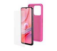 SPC Discovery 3 / 3SE Protection Pack - Coque en Silicone Rose avec intérieur en Microfibre + Verre trempé pour SPC Discovery 3 et Discovery 3 SE (6,8”) | Extra-résistant et Semi-Flexible
