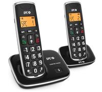 SPC Duo Comfort Kaiser - Téléphone Noir sans Fil avec Grandes Touches et Grands Chiffres, Compatible avec Les appareils auditifs, possédant Un répertoire de 20 Noms et numéros et Mains Libres, 7609N