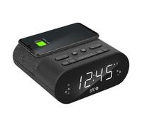 SPC Frodi QI Radio Réveil avec Recharge sans Fil pour Votre Smartphone avec 2 alarmes et 10 mémoires pour Vos Stations de Radio, Noir
