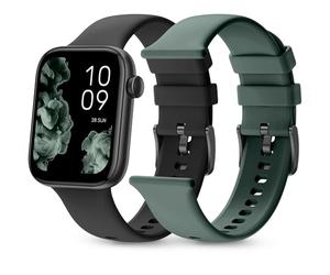 SPC Smartee Duo 2 - Smartwatch Montre Intelligente avec Bracelet Interchangeable, écran AMOLED 1,78”, Grande Batterie 7 Jours, +100 Sports, IP68, appels Bluetooth, Android et iOS - Couleur Noir/Vert