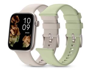 SPC Smartee Duo 2 - Smartwatch Montre Intelligente avec Bracelet Interchangeable, écran AMOLED 1,78”, Grande Batterie 7 Jours, +100 Sports, IP68, appels Bluetooth, Android et iOS - Couleur Beige/Vert