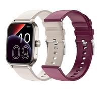 SPC Montre connectée Smartee Duo 3 – AMOLED 1,93’’ • Appels Bluetooth • 2 bracelets Beige/Bordeaux