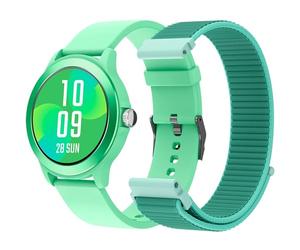 SPC Smartee Duo Vivo - Smartwatch Montre Intelligente de Couleur Turquoise avec Bracelet Interchangeable, Cadran Rond Haute définition 1. 27”, appels Bluetooth, 8 Jours de Batterie, 100 Sports, IP68