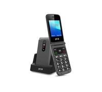 SPC Stella 2 - Téléphone Portable Senior à Clapet avec Grosses Touches, Bouton SOS, Facile à Utiliser, 3 Mémoires Directes, Base de Chargement - Noir
