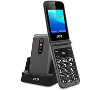 SPC Stella 2 - Téléphone Portable Senior à Clapet avec Grosses Touches, Bouton SOS, Facile à Utiliser, 3 Mémoires Directes, Base de Chargement - Noir