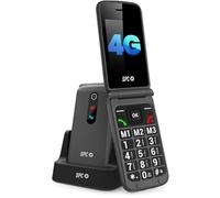 SPC Stella 3 - Téléphone Portable à clapet pour Personnes âgées avec Grandes Touches et 4G | Bouton SOS, Configuration à Distance et Volume 103dB | Base de Recharge et 3 mémoires directes - Noir