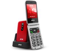 SPC Stella 3 - Téléphone Portable à clapet pour Personnes âgées avec Grandes Touches et 4G | Bouton SOS, Configuration à Distance et Volume 103dB | Base de Recharge et 3 mémoires directes - Rouge