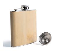 SPDYCESS Flasque à Alcool avec Revêtement Bois 170ml Flasque en Acier Inoxydable avec Entonnoir Bouteille à Liqueur Cadeau pour Homme Escalade Pêche Randonnée Camping