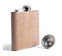 SPDYCESS Flasque à Alcool avec Revêtement Bois 170ml Flasque en Acier Inoxydable avec Entonnoir Bouteille à Liqueur Cadeau pour Homme Escalade Pêche Randonnée Camping