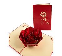 SPDYCESS Pop Up Carte de Voeux 3D Carte Amour, Carte Anniversaire Mariage, Carte de Saint Valentin, Carte Mariage Félicitation Carte Invitation Mariage pour Petit Ami Couple (Rose Rouge)