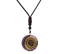 SPDYCESS Rond Collier de Cristal Naturelle Bijoux Résine Orgonite Chakra Pendentif Pierre de Guérison Reiki pour Hommes Femmes Cadeaux