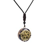 SPDYCESS Rond Collier de Cristal Naturelle Bijoux Résine Orgonite Chakra Pendentif Pierre de Guérison Reiki pour Hommes Femmes Cadeaux