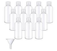 SPEACOUR 12 PCS Flacon Voyage 50ml en Plastique Bouteille de Voyage Cosmetique Flacons de Voyage Vides Petit Flacon Transparent Voyage avec Entonnoir pour Lotion, Démaquillant, Shampoing, Gel Douche