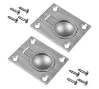 SPEACOUR 2 PCS Poignée Encastrable Tiroir Poignée Marine en Acier Inoxydable Poignée de Bateau de Trappe Enfoncée Casier de Trappe Affleurant de Bateau avec 8 Vis pour Casier Portes Coulissantes(Rond)