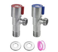 SPEACOUR 2 PCS Vanne d'Angle de Robinet en Acier Inoxydable 304 Vanne de Régulation d'Angle Métallique Robinet d'Équerre Universel avec Ruban Étanche pour Lavabo, Toilette, Chauffe-eau