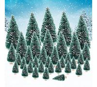 SPEACOUR 35 PCS Sapin Miniature Noël en Sisal et Fer Mini Sapin de Noël Artificiel 4 Tailles 4.5CM, 6CM, 8.5CM, 12.5CM Arbre de Table pour Décoration de Noël Fête Hiver(Bleu)