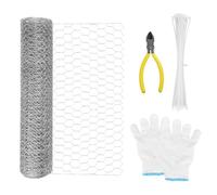 SPEACOUR 40 * 500cm Grillage à Poule Galvanisé Maille Hexagonal, Grillage à Poule Jardin Poulailler Durabie, Filet Poules Hexagonal avec Gants, Pinces, Liens pour Enclos d'Animaux, Jardins, Fermes