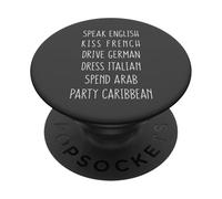 Speak English Kiss French Spring Break Funny Party Gift PopSockets PopGrip Adhésif