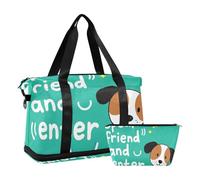 Speak Friend and Enter Sac fourre-tout en forme de chien blanc avec sac de toilette pour voyage multifonction, parler ami et entrer dessin animé mignon drôle chien blanc, 1 size