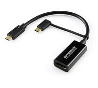 SpeaKa Professional SP-9015340 HDMI Câble adaptateur [1x HDMI femelle - 1x USB-C® mâle] noir blindage par tresse 15.00 cm