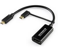 SpeaKa Professional SP-9015340 HDMI Câble adaptateur [1x HDMI femelle - 1x USB-C® mâle] noir blindage par tresse 15.00 cm