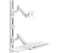 SpeaKa Professional SP-MM-960 Support mural pour écran avec panneau porte-clavier, superposés 43,2 cm (17) - 109,2 cm (43) blanc réglable en hauteur, mobile,