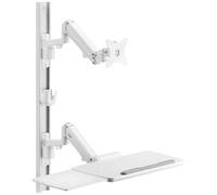 SpeaKa Professional SP-MM-960 Support mural pour écran avec panneau porte-clavier, superposés 43,2 cm (17) - 109,2 cm (43) blanc réglable en hauteur, mobile,