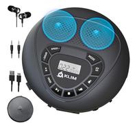 Speaker Lecteur CD Portable - avec Haut-Parleurs - Rechargeable | Écouteurs Inclus, Port Carte SD, Sortie AUX Voiture, Idéal pour Enfants et Adultes - Noir