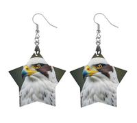 Spear Falcon, boucles d'oreilles en bois d'aigle blanc pour femme, bijoux vintage élégants en bois, boucles d'oreilles légères pour mariage, fête, cadeau de bijoux quotidiens, Star, Bois, Bois.