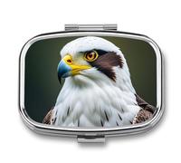 Spear Falcon Pilulier carré portable avec 2 compartiments Motif aigle blanc