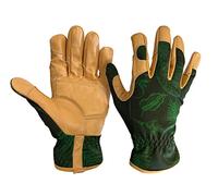 Spear & Jackson HPSGLOVESKEW Gants de Jardinage Haute Performance Collection Kew Gardens, Motif, Paume Renforcée en Cuir, Dos Respirant, Poignet Élastiqué, Taille S