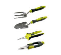 Spear & Jackson Kew Gardens Urban Oasis Kit Jardinage Balcon 4 Pièces, Ciseaux de Précision, Cisailles Topiaires, Transplantoir & Fourche Désherbage, Outils Compacts en Acier Inoxydable