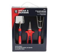 Spear & Jackson - Kit 3 Mini-Outils en Acier INOX pour Balcons & Terrasses - Transplantoir Gradué + Épinette + Griffe - Parfait Jardinage Urbain