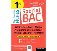 Spécial Bac Maxi Compil de Fiches contrôle continu 1re Bac 2025 Tout le programme en 230 fiches : cours ultra-visuel, mémos, schémas-bilans, exercices et QCM - Nadine Daboval - Magnard - broché - Scol