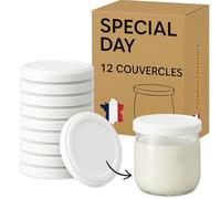 SPECIAL-DAY 24 couvercles Pots à Yaourt D63mm Compatible la fermière - avec Les bocaux en Verre du Commerce| bouchon yaourt Alimentaire fabriqué sans BPA | Capsule fabriqué en France (D63, 24, unité)