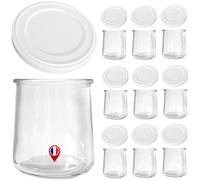 SPECIAL-DAY 9 Pots de Yaourt Grande Taille XL 200ml avec Couvercle en PP à Clipser-Conserve en Verre Pot Confiture-Compatible Toute yaourtiere-multicuiseur Thermomix, SEB, cookéo etc