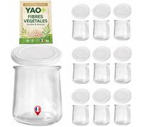 SPECIAL-DAY 9 Pots de Yaourt Grande Taille XL 200ml avec Couvercle en PP à Clipser-Echantillon YAO+ offert -Conserve en Verre Pot Confiture-Compatible Toute yaourtiere-multicuiseur