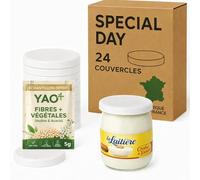 SPECIAL-DAY24 couvercles D56 Pots à Yaourt Compatible la laitière et marques du commerce-Echantillon YAO+ offert-bouchon yaourt Alimentaire fabriqué sans BPA-Capsule fabriqué en France