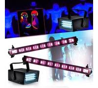 Spécial Déco Halloween Réglettes Néon Lumière Noir PACK 3 Jeux Lumières 9x3W FLUO +2 Mini LEDSTROBE LED Noir G