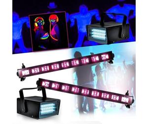Spécial Déco Halloween Réglettes Néon Lumière Noir PACK 3 Jeux Lumières 9x3W FLUO +2 Mini LEDSTROBE LED