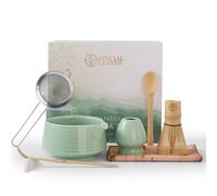 Special Leaves Matcha Set - Set de thé Matcha Traditionnel avec Fouet en Bambou, Bol à Matcha et Accessoires - 4 pièces ou 8 pièces, Disponible en différentes Couleurs (Vert Menthe, 8 pièces)