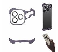 Special-Shaped Metal Corner Pad Anti-Fall Phone Case Suitable for iPhone Frameless, Lens Film Naked Frameless Slim Thin Bare Metal Feel, Suitable for iPhone 15 14 13 Pro Max (14PRO MAX,Purple)